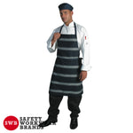 DNC Workwear - Blue & White Stripe Bib Apron No Pocket 2532