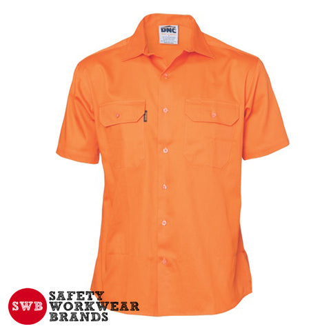DNC Workwear - Hi Vis Cotton Drill Work Shirt Short Sleeve 3201