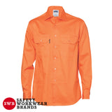 DNC Workwear - Hi Vis Cotton Drill Work Shirt Long Sleeve 3202