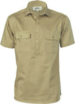 DNC Workwear - Cotton Drill Close Front Work Shirt Short Sleeve 3203