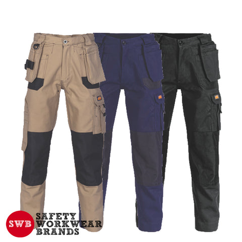 DNC Workwear - Duratex Cotton Duck Weave Tradies Cargo Pants with Twin Holster Tool Pocket (knee pads not included) 3337