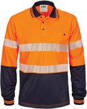 DNC Workwear -Hi Vis Segment Taped Mircomesh Polo Long Sleeve 3513