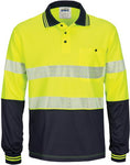 DNC Workwear -Hi Vis Segment Taped Mircomesh Polo Long Sleeve 3513