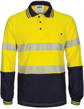 DNC Workwear - Hi Vis Segment Tape Cotton Jersey Polo Long Sleeve 3516