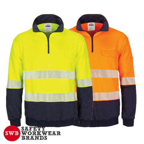 DNC Workwear - Hi Vis Segment Taped 1/2 Zip Fleecy Windcheater 3529