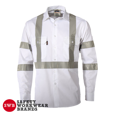 DNC Workwear - RTA NIght Worker White Shirt with CSR R/Tape Long Sleeve 3537