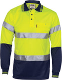 DNC Workwear - Hi Vis D/N Cool Breathe Polo Shirt With CSR R/Tape Long Sleeve 3716