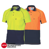 DNC Workwear - Hi Vis Cotton Backed Cool Breeze Contrast Polo Short Sleeve 3719