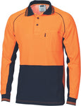 DNC Workwear - Hi Vis Cotton Backed Cool Breeze Contrast Polo Long Sleeve 3720