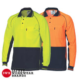 DNC Workwear - Hi Vis Cotton Backed Cool Breeze Contrast Polo Long Sleeve 3720