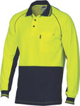 DNC Workwear - Hi Vis Cotton Backed Cool Breeze Contrast Polo Long Sleeve 3720