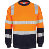 DNC Workwear - Hi Vis 2 Tone Crew-Neck Fleecy Sweat Shirt with Shoulders, Double Hoop Body and Arms CSR R/Tape 3723