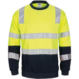 DNC Workwear - Hi Vis 2 Tone Crew-Neck Fleecy Sweat Shirt with Shoulders, Double Hoop Body and Arms CSR R/Tape 3723