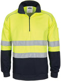 DNC Workwear - Hi Vis 1/2 Zip Fleecy with Hoop Pattern CSR Reflective Tape 3729