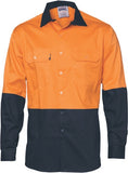 DNC Workwear - Hi Vis Cool Breeze Vertical Vented Cotton Shirt Long Sleeve 3732