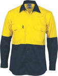 DNC Workwear - Hi Vis Cool Breeze Vertical Vented Cotton Shirt Long Sleeve 3732