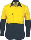 DNC Workwear - Hi Vis Cool Breeze Vertical Vented Cotton Shirt Long Sleeve 3732