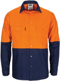 DNC Workwear - Hi Vis L/W Cool Breeze T2 Vertical Vented Cotton Shirt with Gusset Long Sleeve 3733