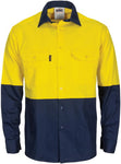 DNC Workwear - Hi Vis L/W Cool Breeze T2 Vertical Vented Cotton Shirt with Gusset Long Sleeve 3733