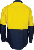 DNC Workwear - Hi Vis L/W Cool Breeze T2 Vertical Vented Cotton Shirt with Gusset Long Sleeve 3733