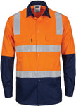 DNC Workwear - Hi Vis Two Tone Cool Breeze Cotton Shirt with Hoop & Shoulder CSR Reflective Tape Long Sleeve 3747