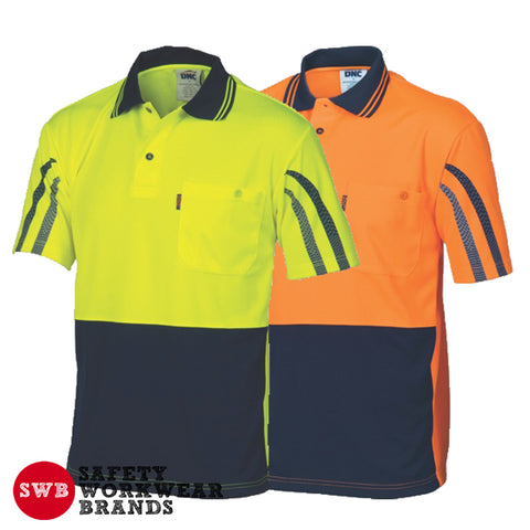 DNC Workwear - Hi Vis Cool Breathe Printed Stripe Polo Short Sleeve 3752