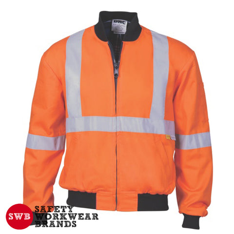 DNC Workwear - Hi Vis Cotton Bomber Jacket with ‘X’ Back & Additional 3M R/Tape Below 3759