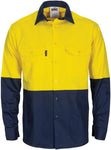 DNC Workwear - Hi Vis R/W Cool Breeze T2 Vertical Vented Cotton Shirt with Gusset Long Sleeve 3781