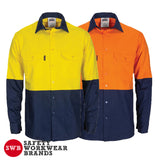 DNC Workwear - Hi Vis R/W Cool Breeze T2 Vertical Vented Cotton Shirt with Gusset Long Sleeve 3781