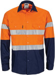 DNC Workwear - Hi Vis R/W Cool Breeze T2 Vertical Vented Cotton Shirt with Generic R/Tape Gusset Long Sleeve 3782