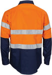 DNC Workwear - Hi Vis R/W Cool Breeze T2 Vertical Vented Cotton Shirt with Generic R/Tape Gusset Long Sleeve 3782
