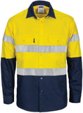 DNC Workwear - Hi Vis L/W Cool Breeze T2 Vertical Vented Cotton Shirt Generic Tape Gusset Long Sleeve 3784
