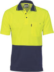 DNC Workwear - Cotton Back Hi Vis Two Tone Fluro Polo Short Sleeve 3814