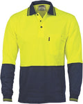 DNC Workwear - Cotton Back Hi Vis Two Tone Fluro Polo Long Sleeve 3816