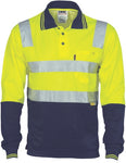 DNC Workwear - Cotton Back Hi Vis Two Tone Polo Shirt with CSR R/ Tape Long Sleeve 3818