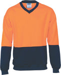 DNC Workwear - Hi Vis Two Tone Fleecy Sweat Shirt (Sloppy Joe) V-Neck 3822