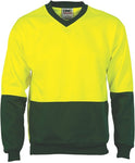 DNC Workwear - Hi Vis Two Tone Fleecy Sweat Shirt (Sloppy Joe) V-Neck 3822