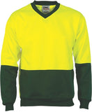 DNC Workwear - Hi Vis Two Tone Fleecy Sweat Shirt (Sloppy Joe) V-Neck 3822