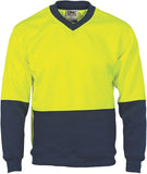 DNC Workwear - Hi Vis Two Tone Fleecy Sweat Shirt (Sloppy Joe) V-Neck 3822