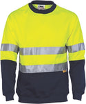 DNC Workwear - Hi Vis Two Tone Fleecy Sweat Shirt (Sloppy Joe) with 3M R/Tape Crew-Neck 3824