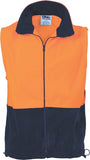 DNC Workwear - Hi Vis 2 Tone Full Zip Polar Fleece Vest 3828