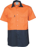 DNC Workwear - Hi Vis 2 Tone Cotton Drill Shirt Short Sleeve 3831