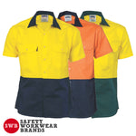 DNC Workwear - Hi Vis 2 Tone Cotton Drill Shirt Short Sleeve 3831