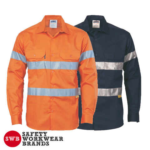 DNC Workwear - Hi Vis Drill Shirt with 3M R/Tape Long Sleeve 3835