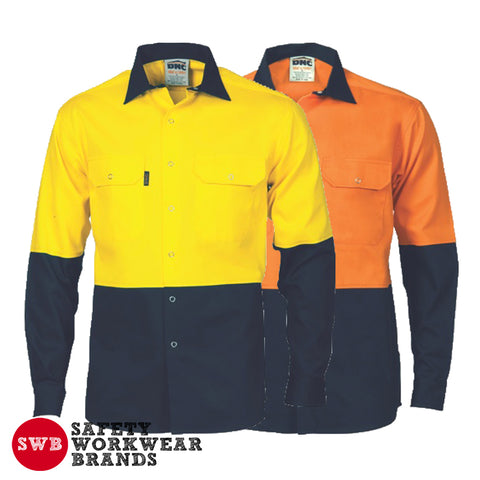 DNC Workwear - Hi Vis 2 Tone Drill Shirt with Press Studs 3838