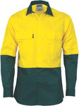 DNC Workwear - Hi Vis 2 Tone Cool Breeze Cotton Shirt Long Sleeve 3840