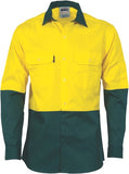DNC Workwear - Hi Vis 2 Tone Cool Breeze Cotton Shirt Long Sleeve 3840