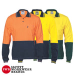 DNC Workwear - Hi Vis CoolBreeze Cotton Jersey Polo Shirt with Under Arm Cotton Mesh L/S 3846