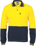 DNC Workwear - Hi Vis CoolBreeze Cotton Jersey Polo Shirt with Under Arm Cotton Mesh L/S 3846