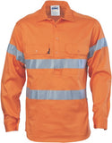 DNC Workwear - Hi Vis Close Front Cotton Drill Shirt with 3M R/Tape 3848